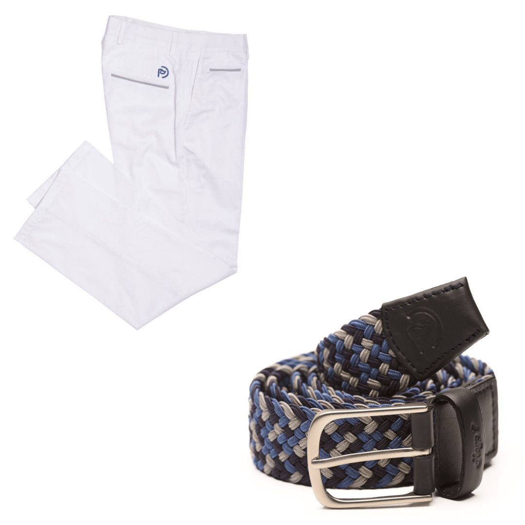 Conjunto pantalón blanco + cinturón trenzado, hombre - Hoyo 7