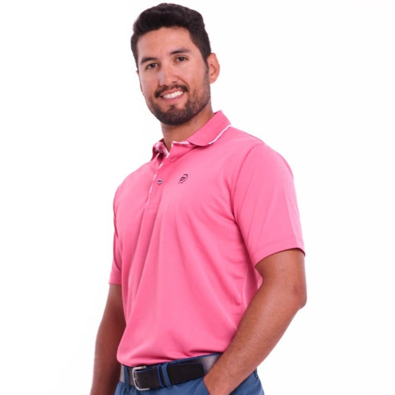 Conjunto hombre: chaleco de golf blanco + polo golf fucsia - Hoyo 7