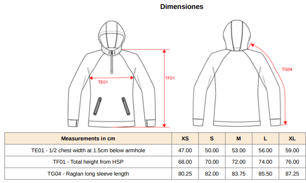 Hoodie elástico, rojo, unisex - Hoyo 7