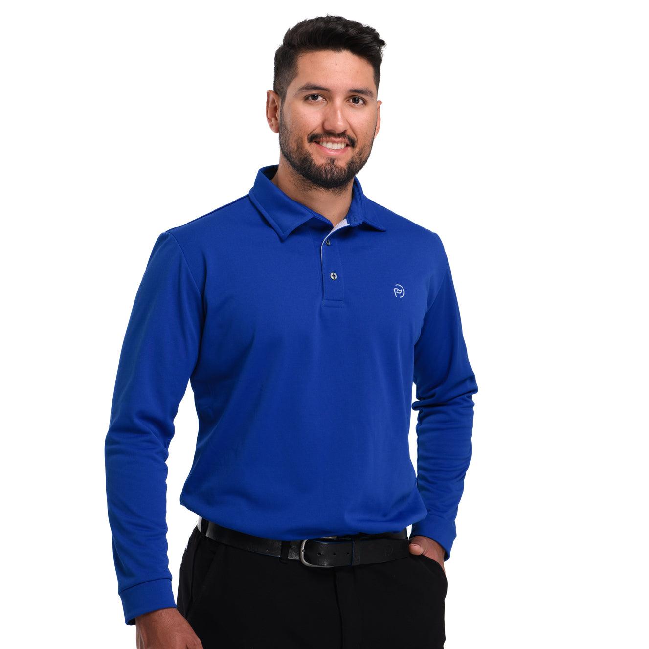 Polo de golf térmico azul royal, cuello camisero, hombre - Hoyo 7