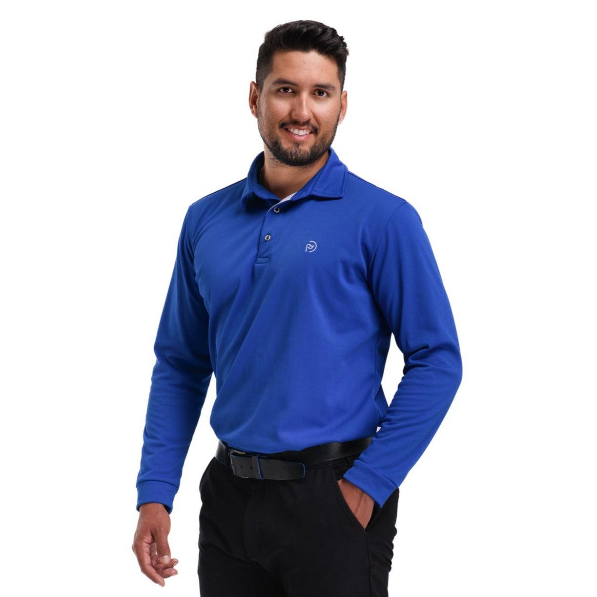 Polo de golf térmico azul royal, cuello camisero, hombre - Hoyo 7