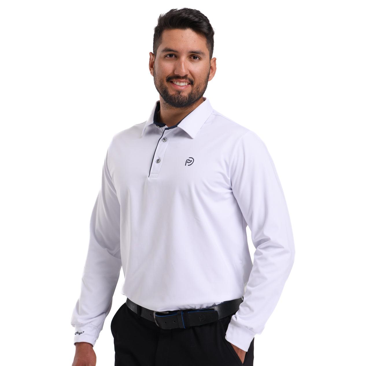 Polo de golf térmico elástico blanco, cuello camisero, hombre - Hoyo 7