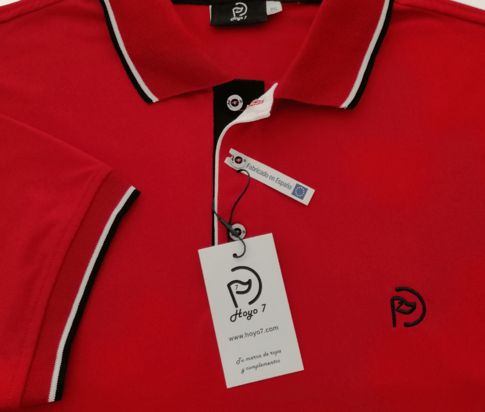 Polo de golf rojo, UPF 50+, hombre (Outlet) - Hoyo 7