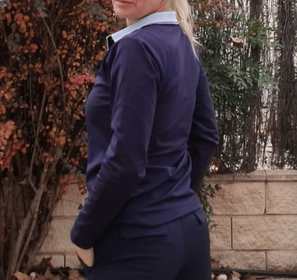 Polo de golf térmico elástico azul marino para mujer - Hoyo 7