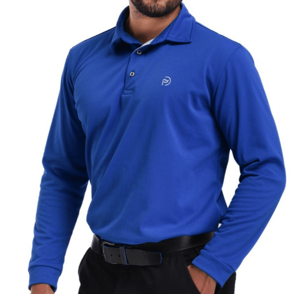 Polo de golf térmico azul royal, cuello camisero, hombre - Hoyo 7