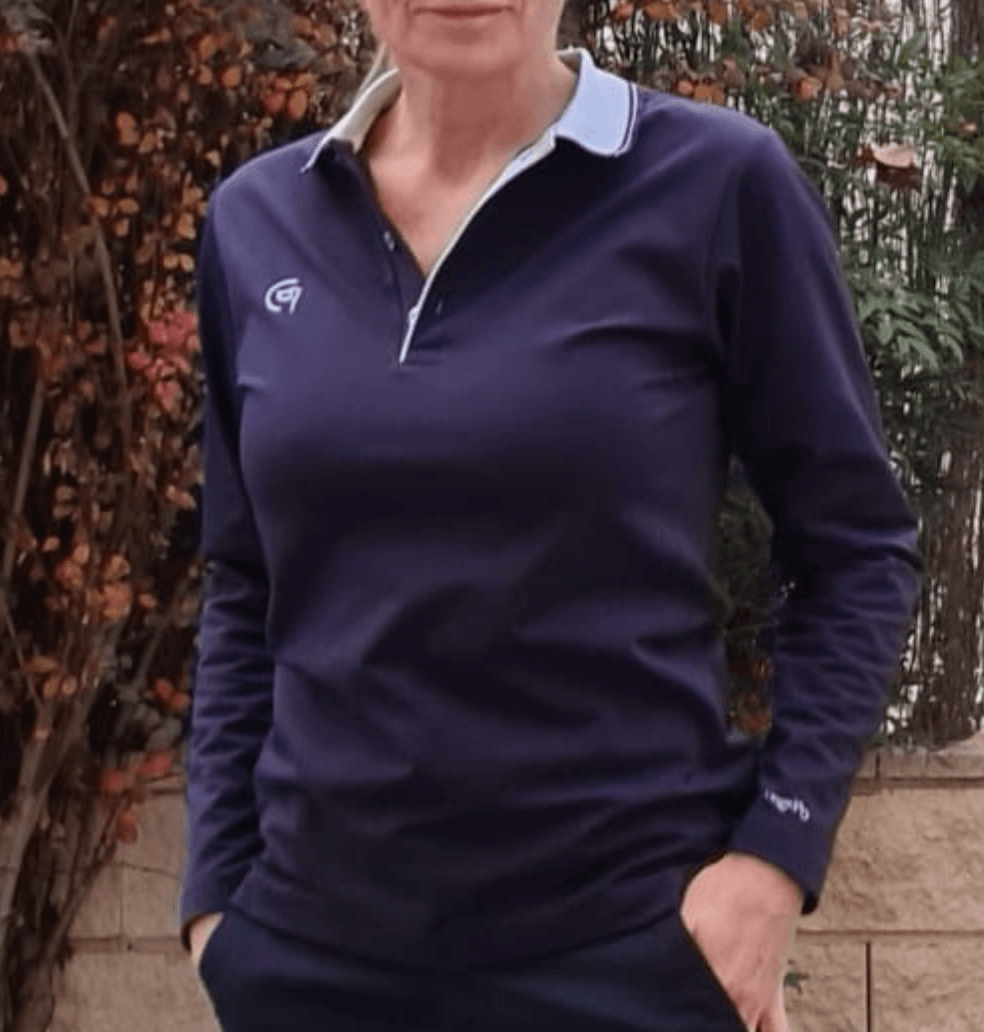 Polo de golf térmico elástico azul marino para mujer - Hoyo 7