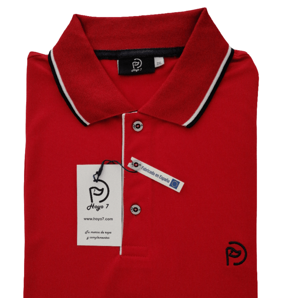 Polo de golf rojo, UPF 50+, hombre (Outlet) - Hoyo 7