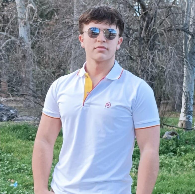 Polo de golf blanco UPF 50+, detalles España, hombre - Hoyo 7