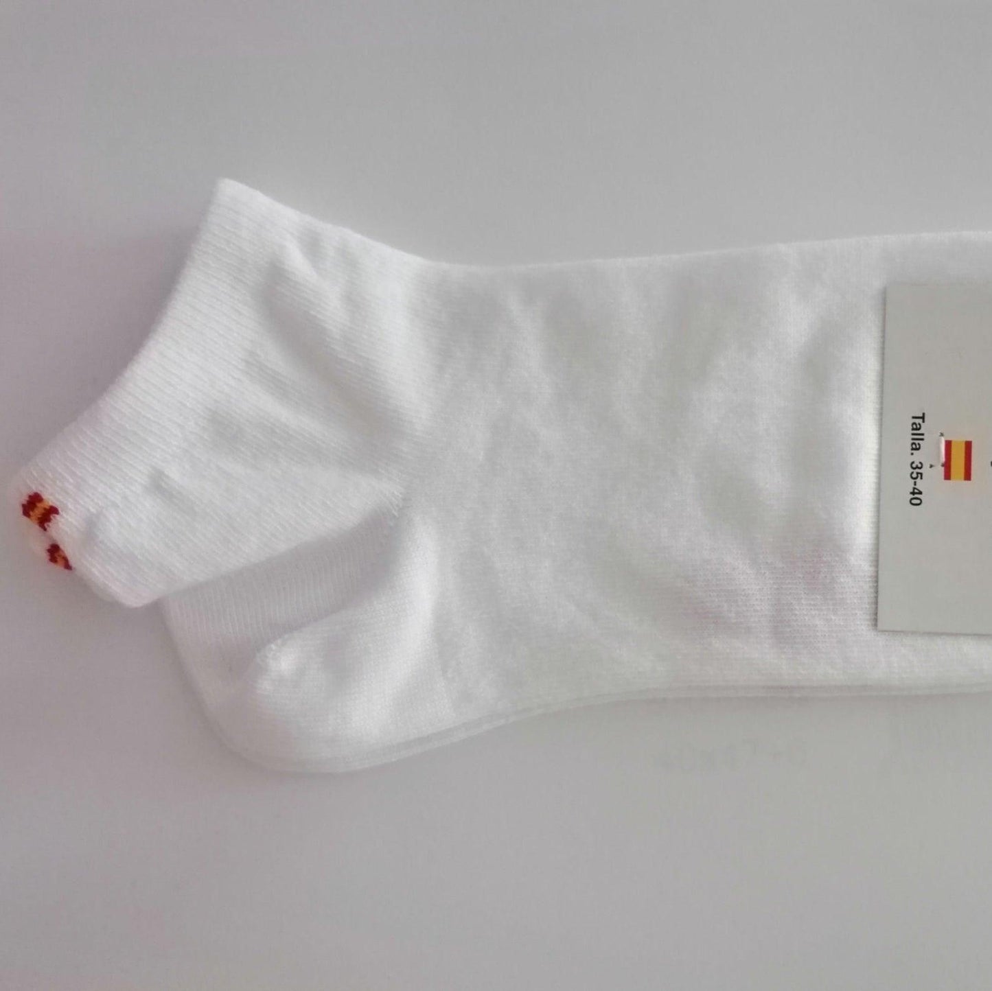 Calcetines tobilleros con bandera de España, blanco - Hoyo 7