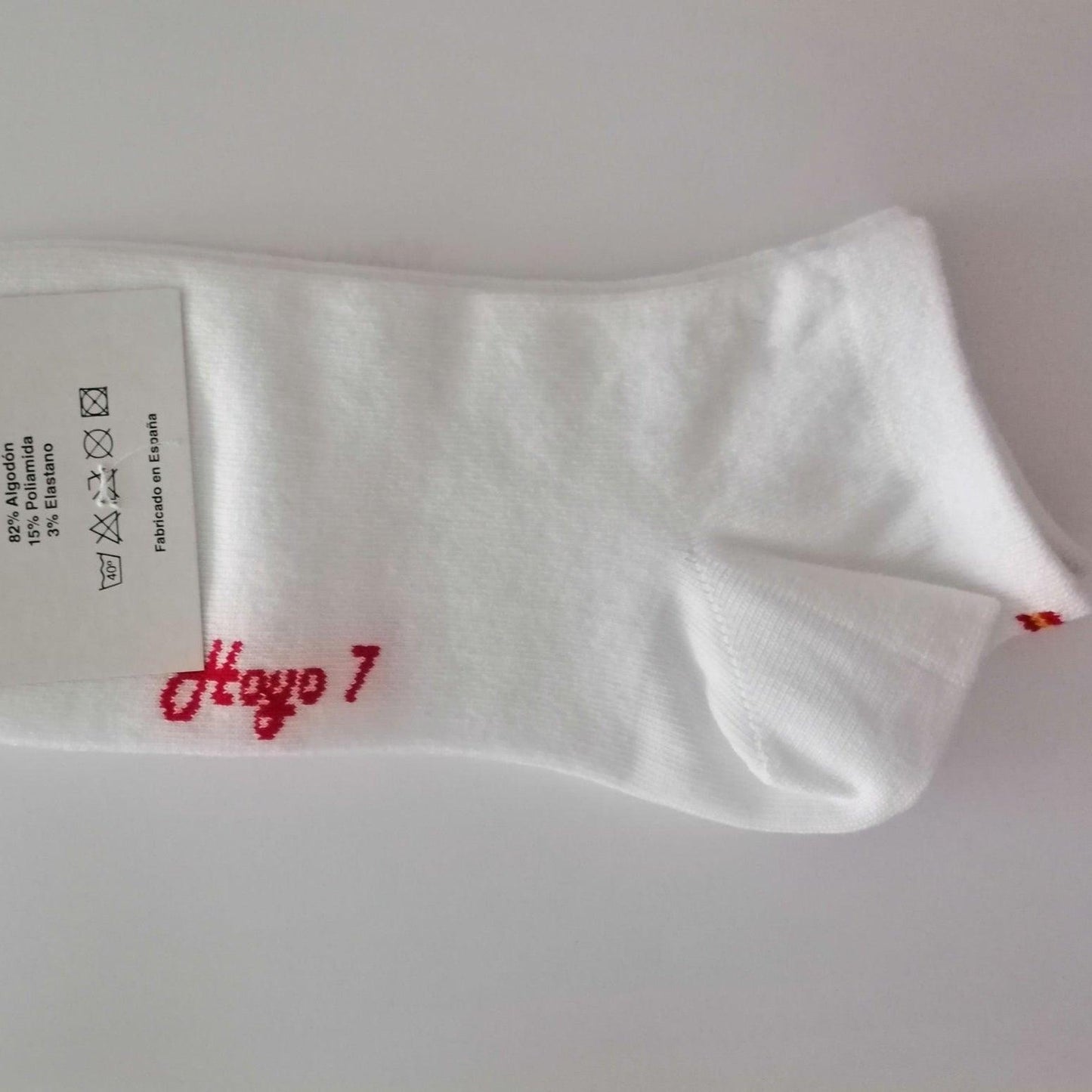 Calcetines tobilleros con bandera de España, blanco - Hoyo 7