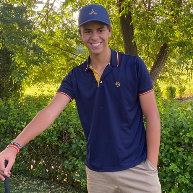 Marineblaues Golfpolo UPF 50+, Spanien-Details, Herren