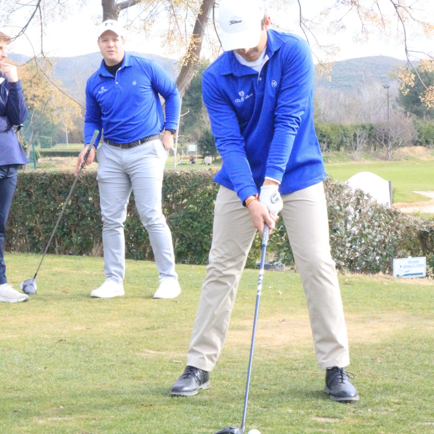 Polo de golf térmico azul royal, cuello camisero, hombre - Hoyo 7