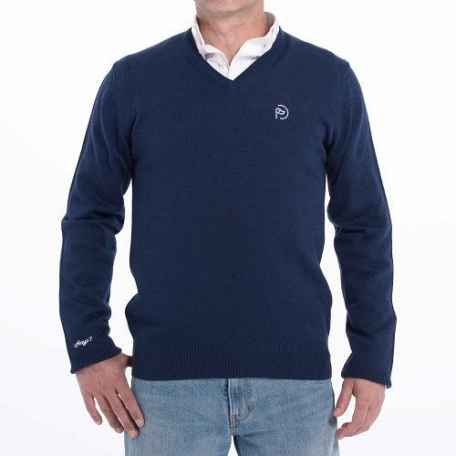 Jersey cuello pico lana azul marino, UNISEX (Outlet) - Hoyo 7