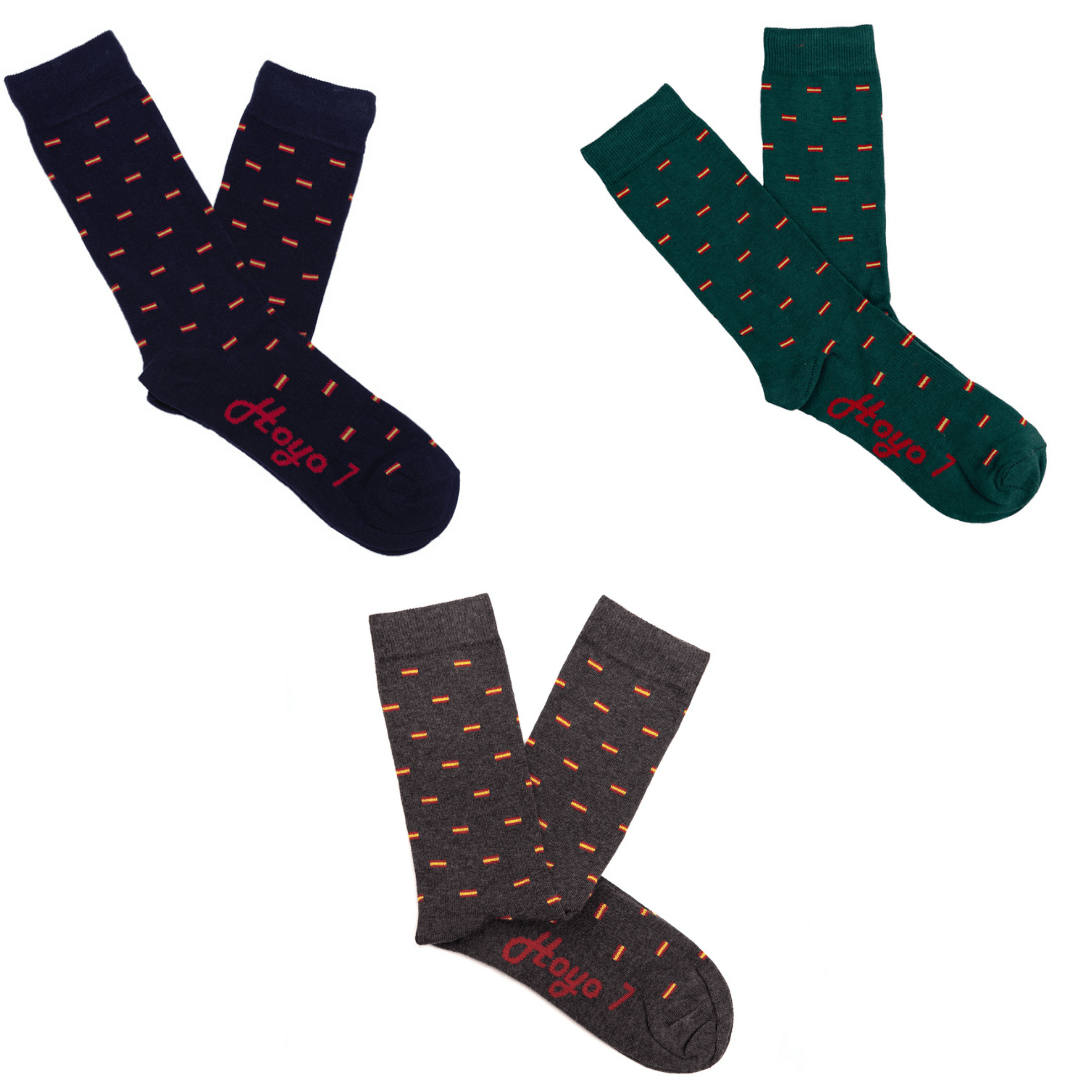 Pack 3 pares de Calcetines bandera España - Hoyo 7