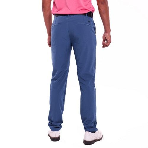 Look 8: Pantalón técnico golf petróleo y polo de golf fucsia, cuello camisero, hombre - Hoyo 7