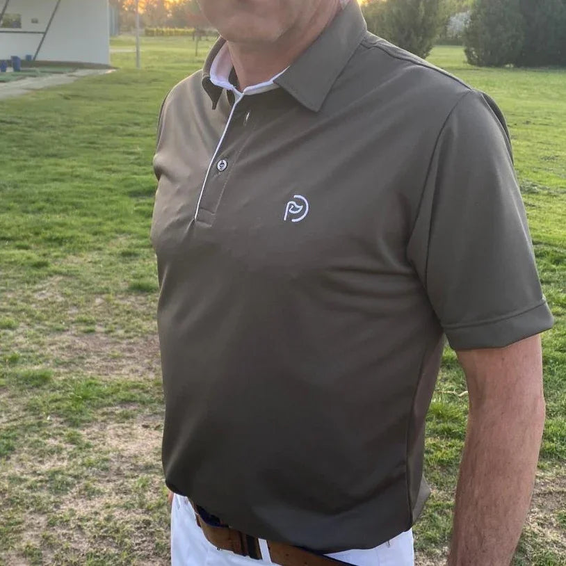 Polo golf kaki manga corta proteccion solar hombre