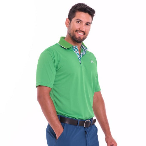 Conjunto pantalón de golf petróleo + polo manga corta verde