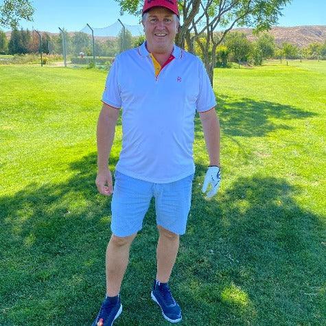 Polo de golf blanco UPF 50+, detalles España, hombre - Hoyo 7