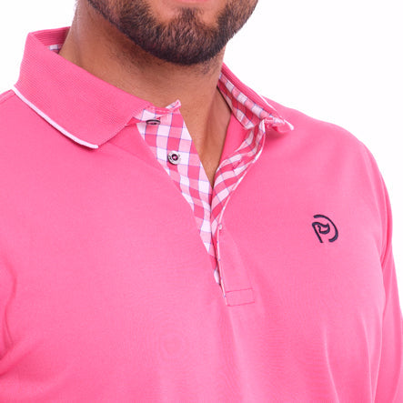 Conjunto hombre: chaleco de golf blanco + polo golf fucsia - Hoyo 7