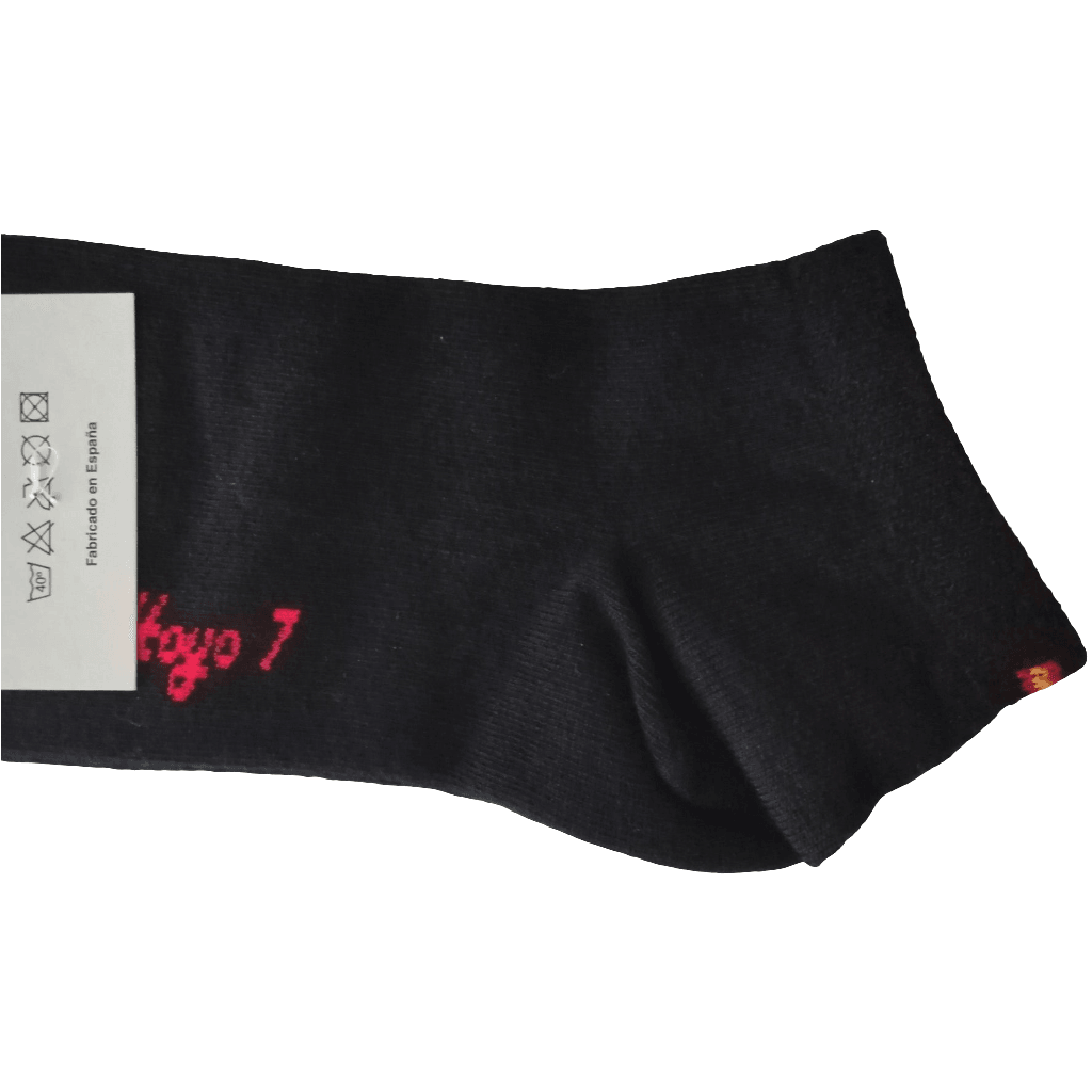 Calcetines tobilleros con bandera de España, negro - Hoyo 7