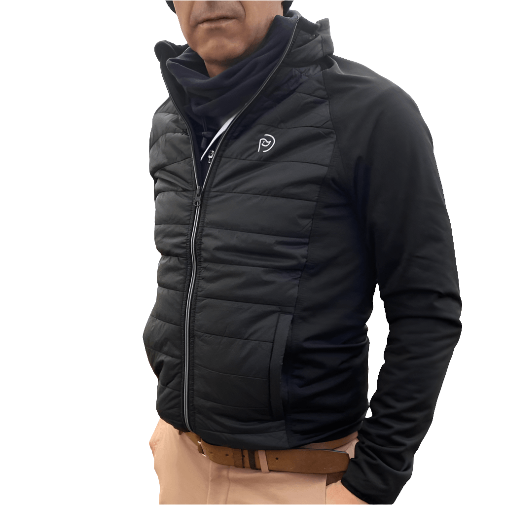 Chaqueta híbrida elástica UNISEX, negro - Hoyo 7