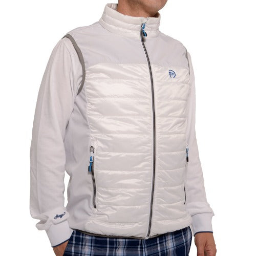 Conjunto hombre: chaleco de golf blanco + polo golf fucsia - Hoyo 7