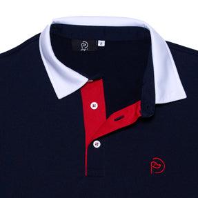 Polo de golf térmico elástico, azul marino con mangas blancas, hombre - Hoyo 7