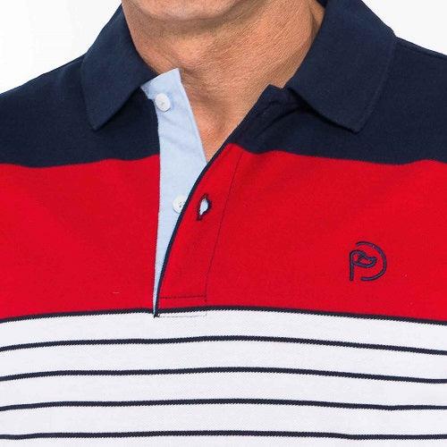 Polo marino, rojo y blanco, manga corta, hombre - Hoyo 7