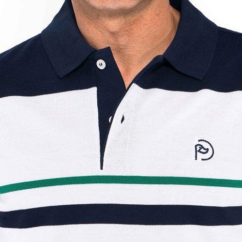 Polo blanco con raya multicolor, manga corta, hombre (Outlet) - Hoyo 7