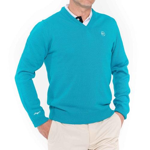 Jersey cuello pico lana turquesa, UNISEX (Outlet) - Hoyo 7