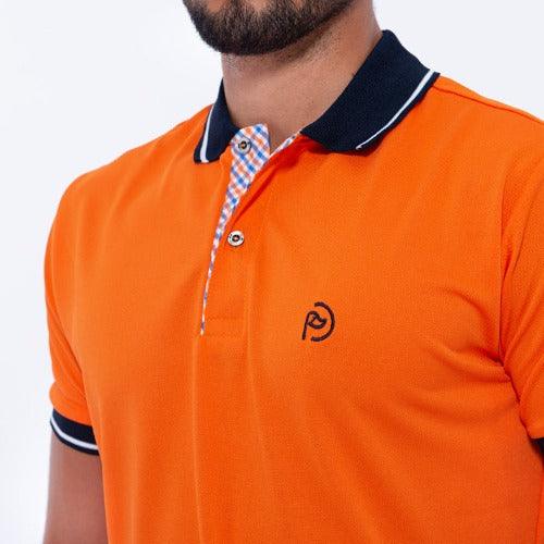 Conjunto pantalón TEXAS beige + polo naranja hombre - Hoyo 7