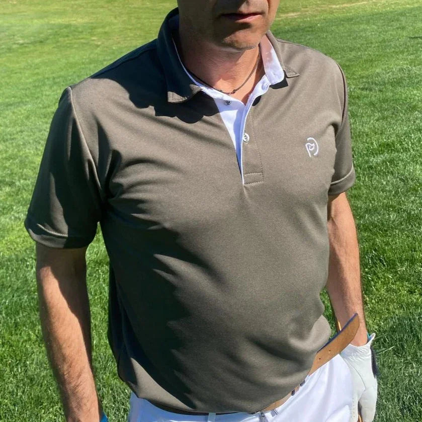 polo golf kaki hombre cuello camisero