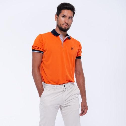 Conjunto pantalón TEXAS beige + polo naranja hombre - Hoyo 7