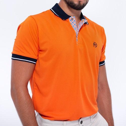 Conjunto pantalón TEXAS beige + polo naranja hombre - Hoyo 7
