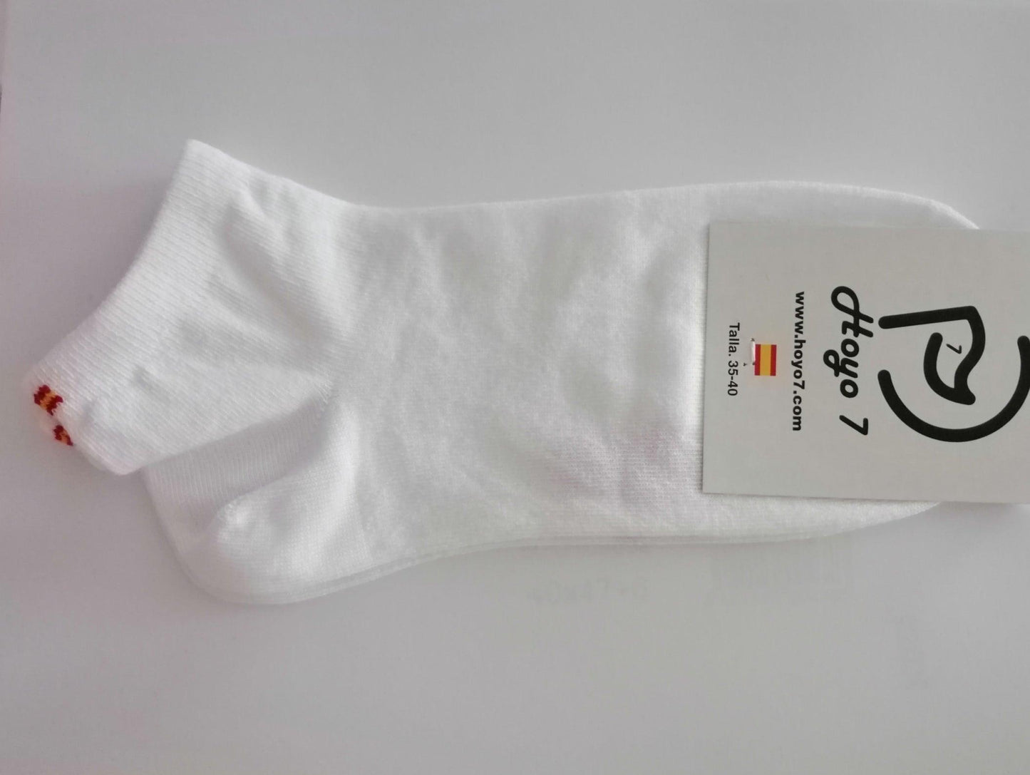 Calcetines tobilleros con bandera de España, blanco - Hoyo 7