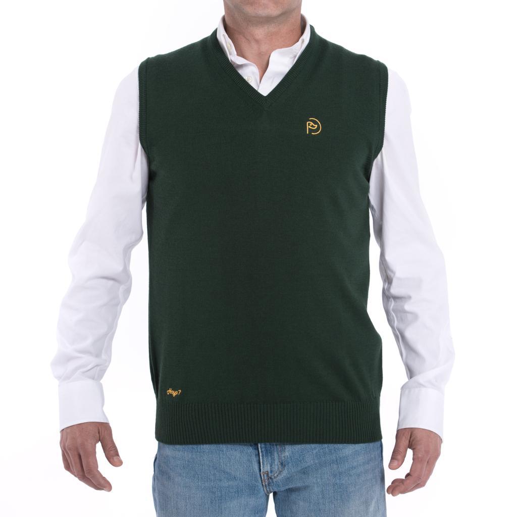 Chaleco cuello pico lana verde (Outlet), hombre - Hoyo 7