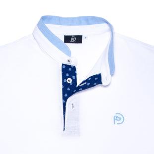 Polo blanco de algodón, cuello mao de manga larga, hombre (Outlet) - Hoyo 7