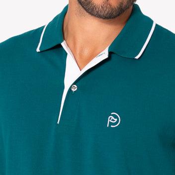 Polo de algodón, en color verde, manga larga, hombre - Hoyo 7