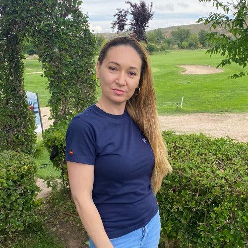 Camiseta azul marino, manga corta, detalles España, mujer (Outlet) - Hoyo 7
