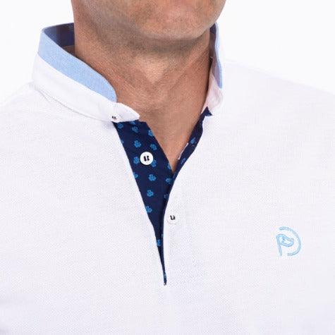 Polo blanco de algodón, cuello mao de manga larga, hombre (Outlet) - Hoyo 7