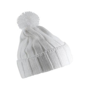 Gorro de invierno con pompón unisex blanco - Hoyo 7