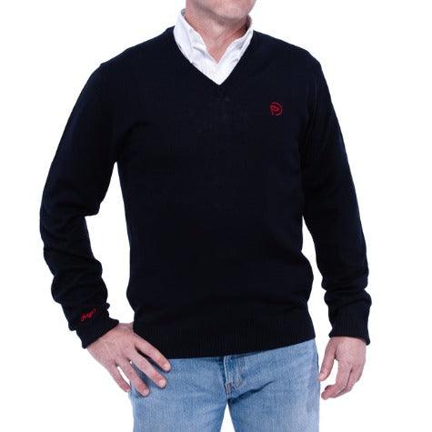 Jersey cuello pico lana azul oscuro, UNISEX (Outlet) - Hoyo 7