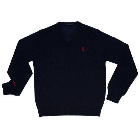 Jersey cuello pico lana azul oscuro, UNISEX (Outlet) - Hoyo 7