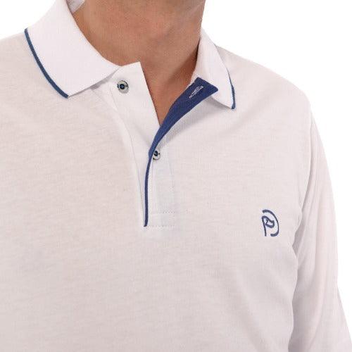 Polo de algodón, en color blanco, manga larga, hombre - Hoyo 7