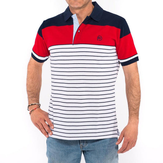 Polo marino, rojo y blanco, manga corta, hombre - Hoyo 7