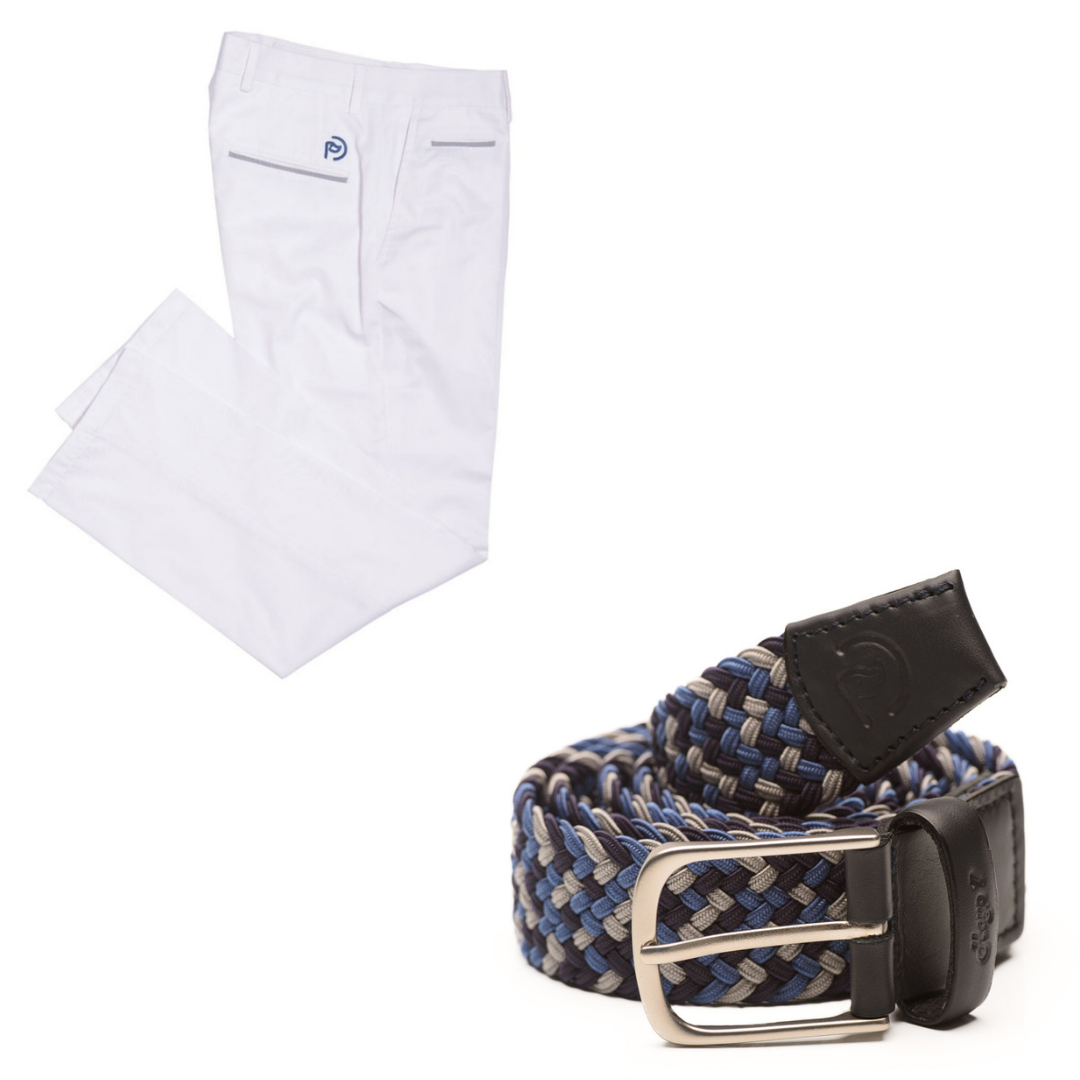 Conjunto pantalón blanco + cinturón trenzado