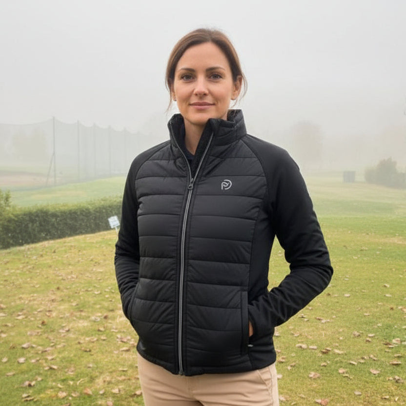 Chaqueta híbrida elástica UNISEX, negro - Hoyo 7