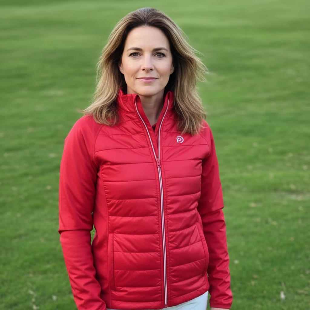 Chaqueta híbrida elástica color rojo unisex, mujer