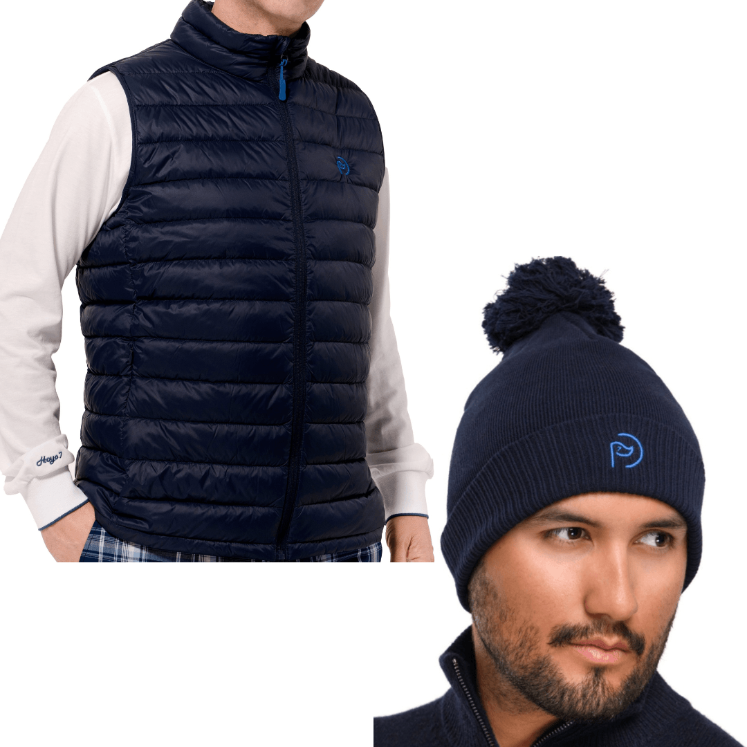 Chaleco PREMIUM (bio + vegano) hombre + gorro orgánico - Hoyo 7