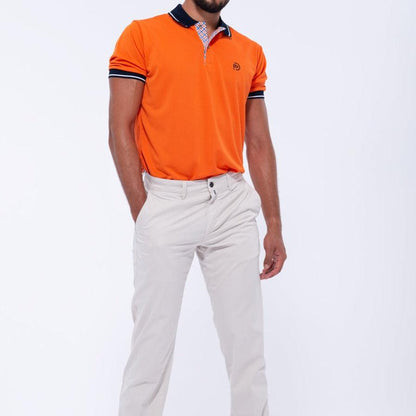 Conjunto pantalón TEXAS beige + polo naranja hombre - Hoyo 7